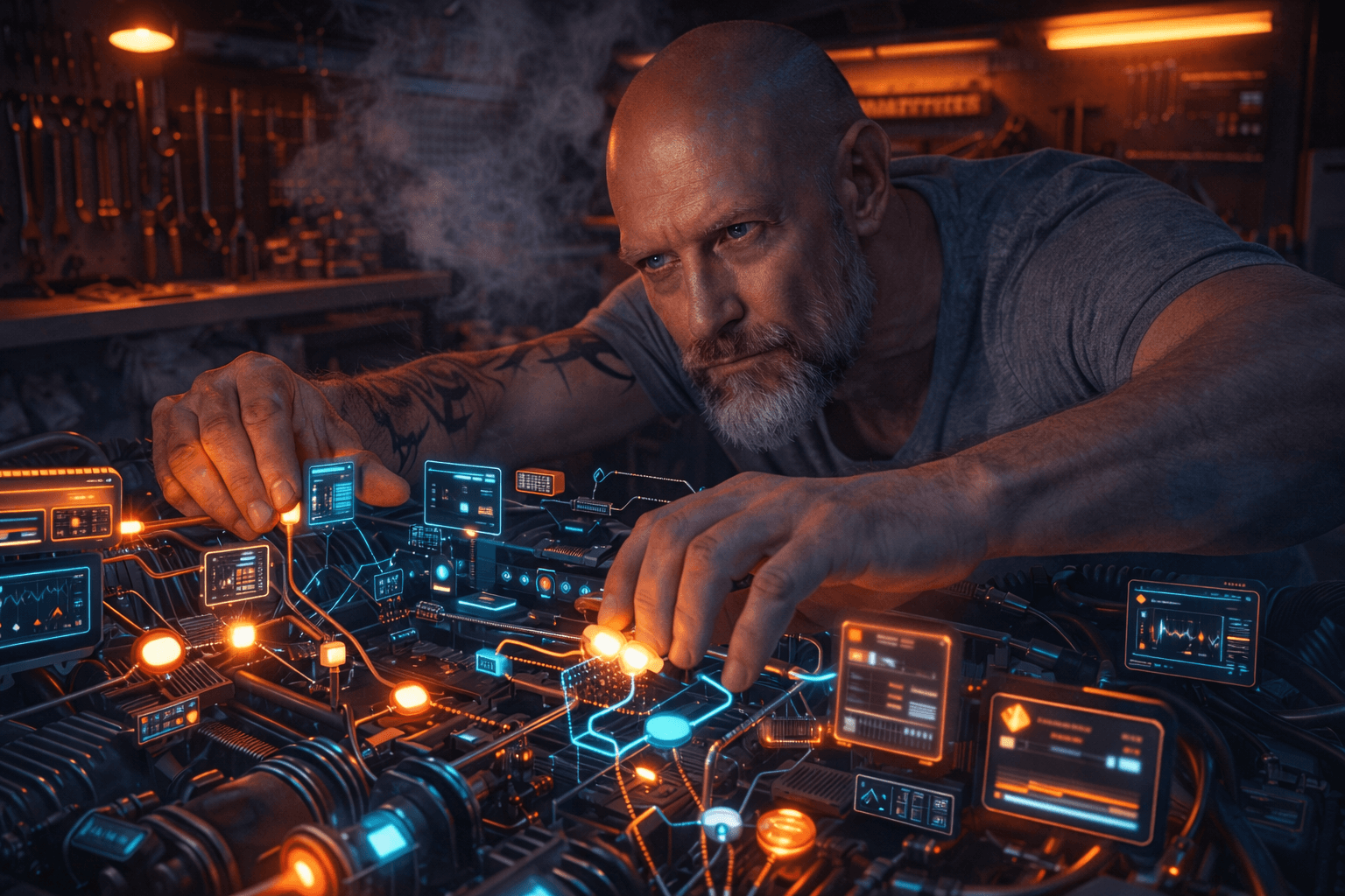 Alex Pfeffer composing at his studio workstation